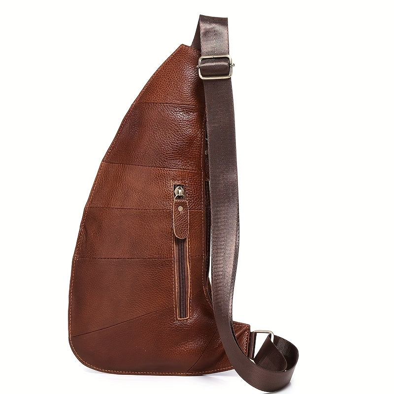 Vintage äkta läder axelväska väskor för män kvinnor ryggsäck axelväska crossbody utomhus resor vandring camping taktisk bröstväska dagsryggsäck