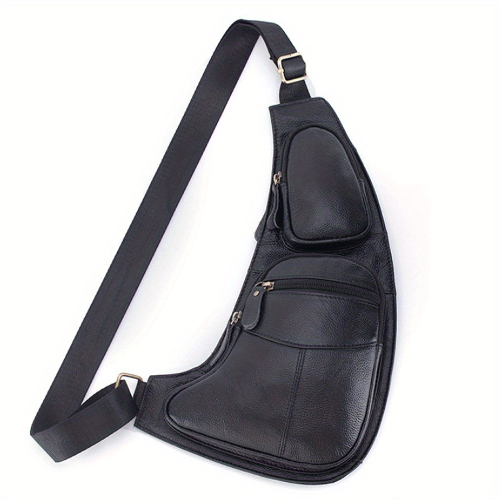Vintage äkta läder axelväska väskor för män kvinnor ryggsäck axelväska crossbody utomhus resor vandring camping taktisk bröstväska dagsryggsäck
