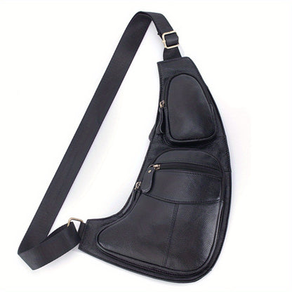 Vintage äkta läder axelväska väskor för män kvinnor ryggsäck axelväska crossbody utomhus resor vandring camping taktisk bröstväska dagsryggsäck