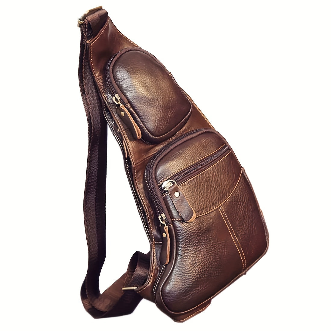 Vintage äkta läder axelväska väskor för män kvinnor ryggsäck axelväska crossbody utomhus resor vandring camping taktisk bröstväska dagsryggsäck