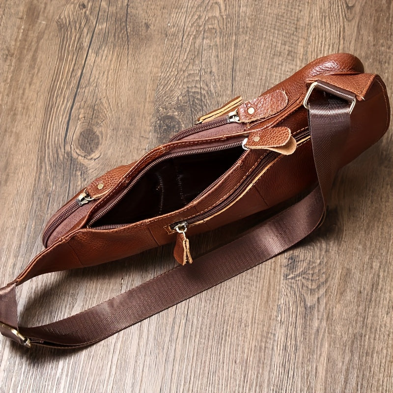 Vintage äkta läder axelväska väskor för män kvinnor ryggsäck axelväska crossbody utomhus resor vandring camping taktisk bröstväska dagsryggsäck