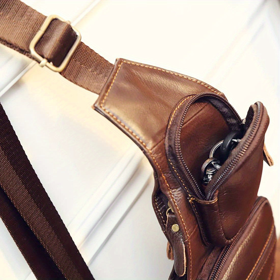 Vintage äkta läder axelväska väskor för män kvinnor ryggsäck axelväska crossbody utomhus resor vandring camping taktisk bröstväska dagsryggsäck