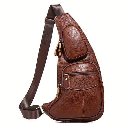 Vintage äkta läder axelväska väskor för män kvinnor ryggsäck axelväska crossbody utomhus resor vandring camping taktisk bröstväska dagsryggsäck
