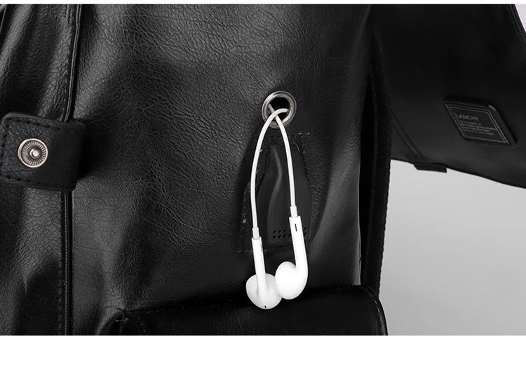 Fashion Luxury Brand Men Backpack Leather School Backpack Bag Fashion Waterproof Travel Bag Casual Leather Book bag Male