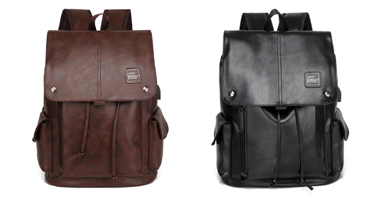 Fashion Luxury Brand Men Backpack Leather School Backpack Bag Fashion Waterproof Travel Bag Casual Leather Book bag Male