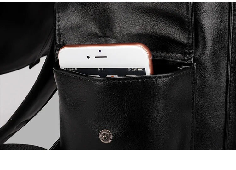 Fashion Luxury Brand Men Backpack Leather School Backpack Bag Fashion Waterproof Travel Bag Casual Leather Book bag Male