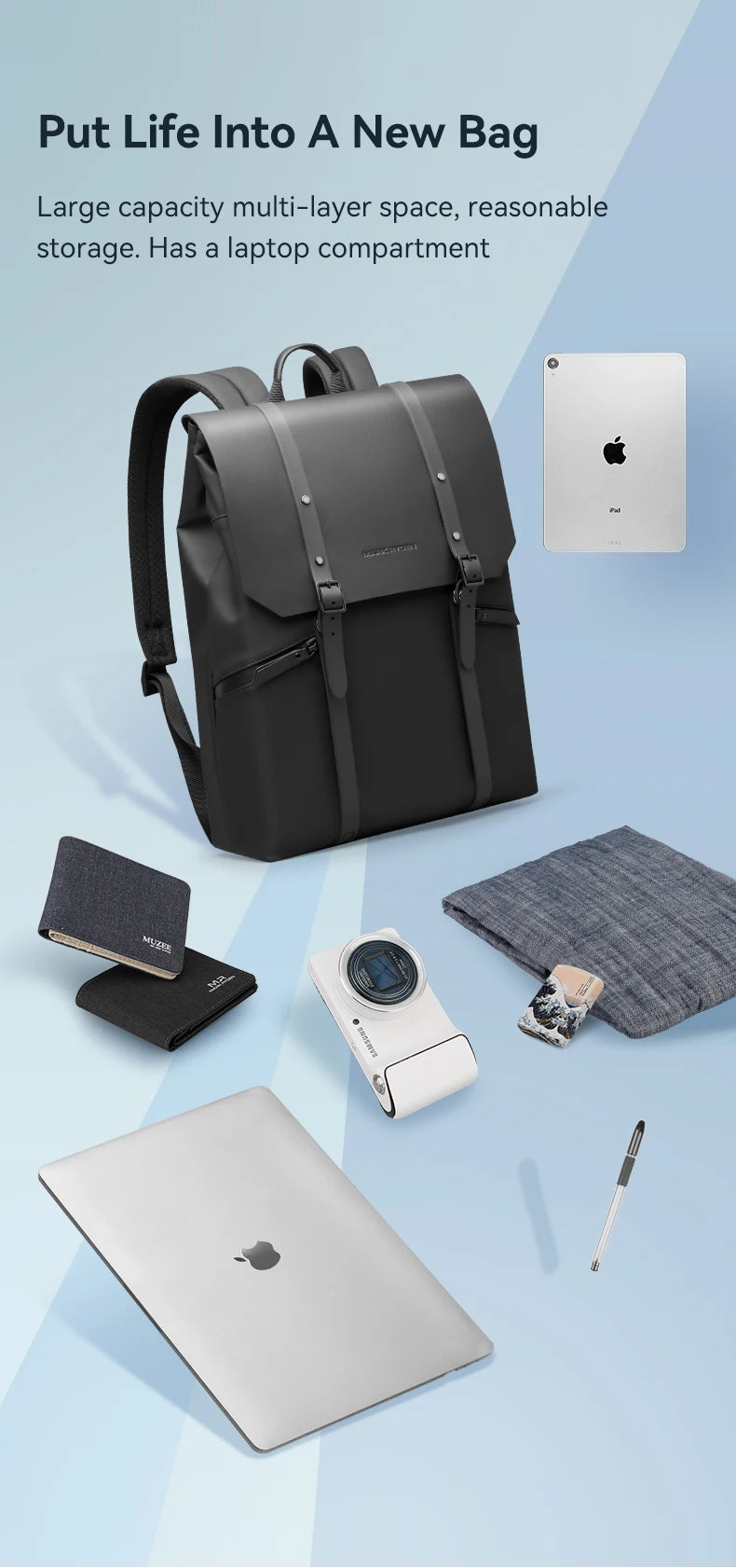 Mark Ryden Casual Backpack 15-inch Laptop Water-Repellent Material Lightweight Travel