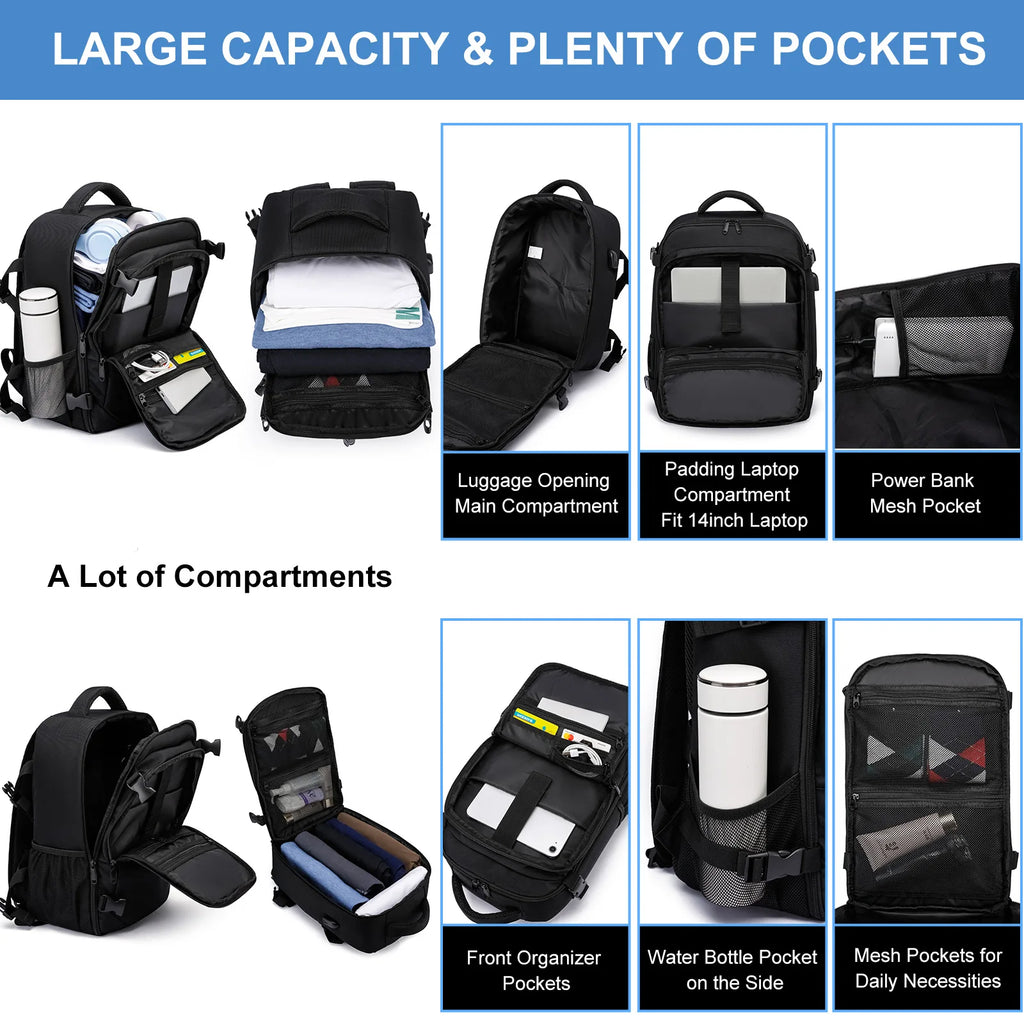 Geestock ryanair 40x25x20 Aircraft Backpack Multifunctional Travel Backpack CarryOn Cabin Luggage Waterproof 14" Laptop Backpack