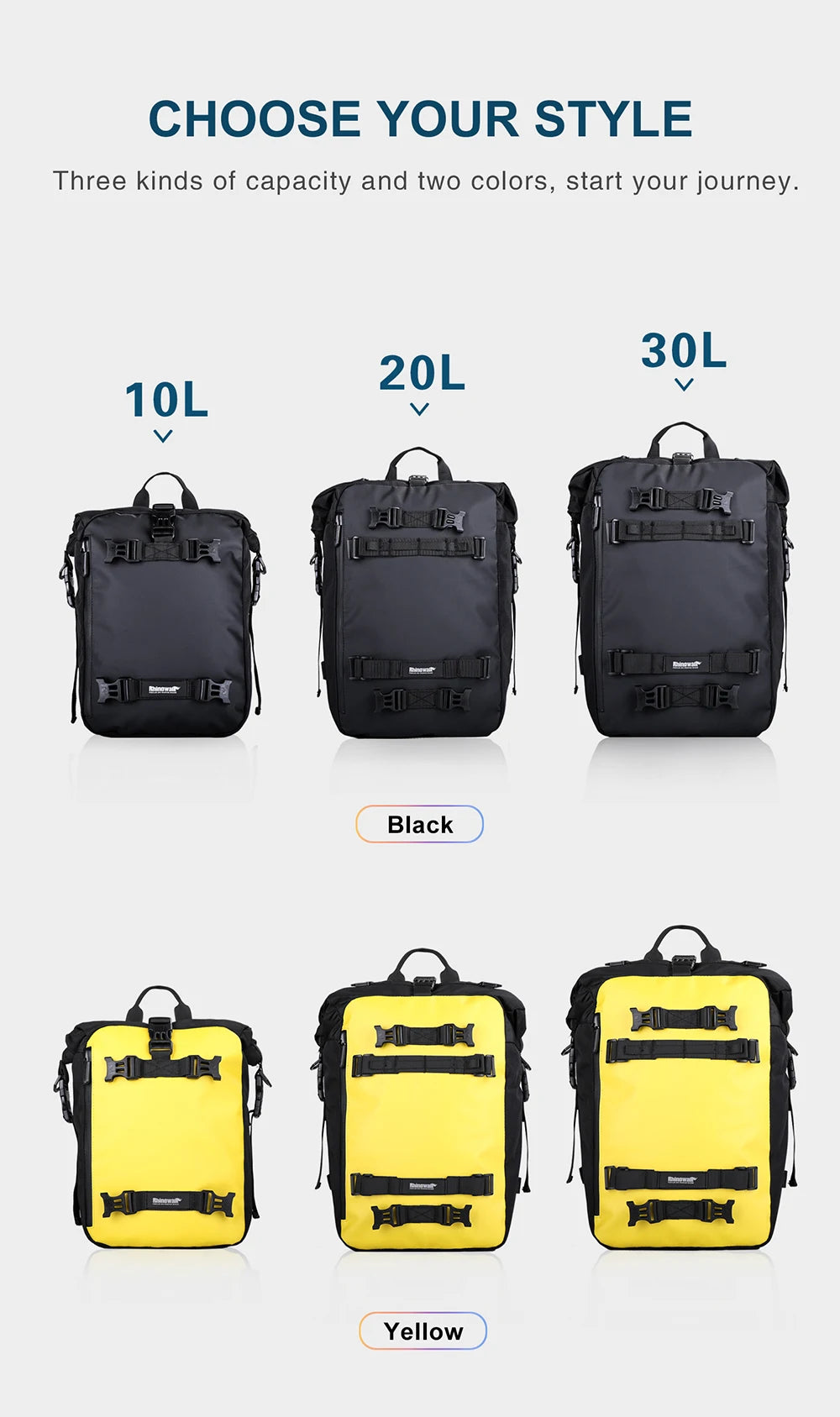 Rhinowalk Motorcycle Rear Seat Bag 10L Or 20L Or 30L Waterproof Saddle Side Bag Luggage Pack MultiFunction Shoulder Bag Backpack