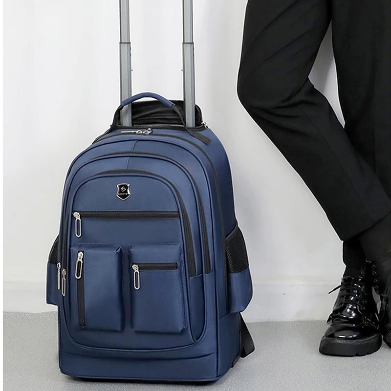 Rolling Backpack for Adults Travel Laptop Backpack with Wheels Carry on Luggage for Business Trip College Commute