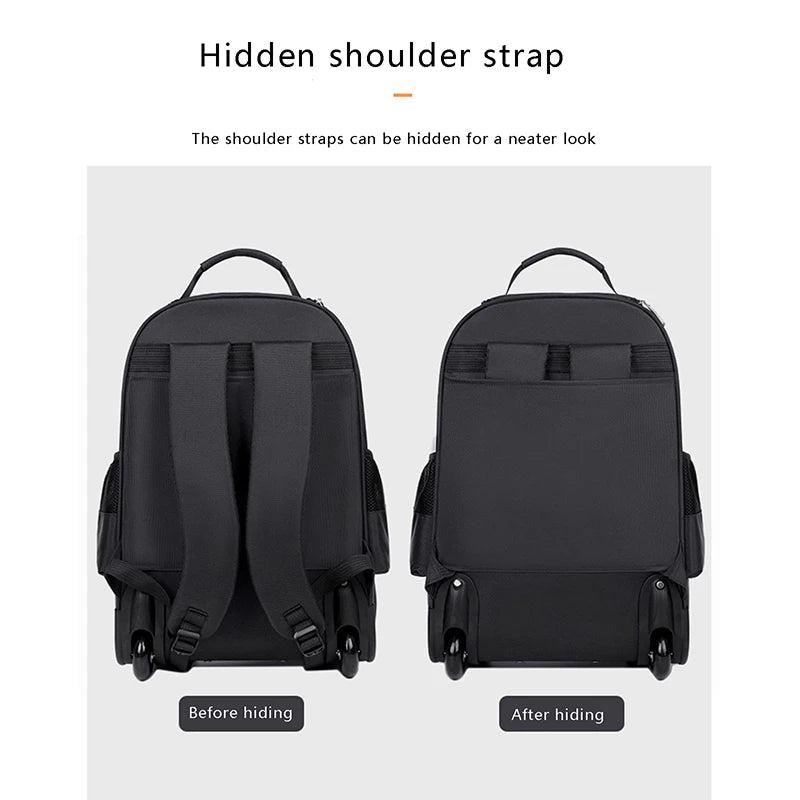 Rolling Backpack for Adults Travel Laptop Backpack with Wheels Carry on Luggage for Business Trip College Commute