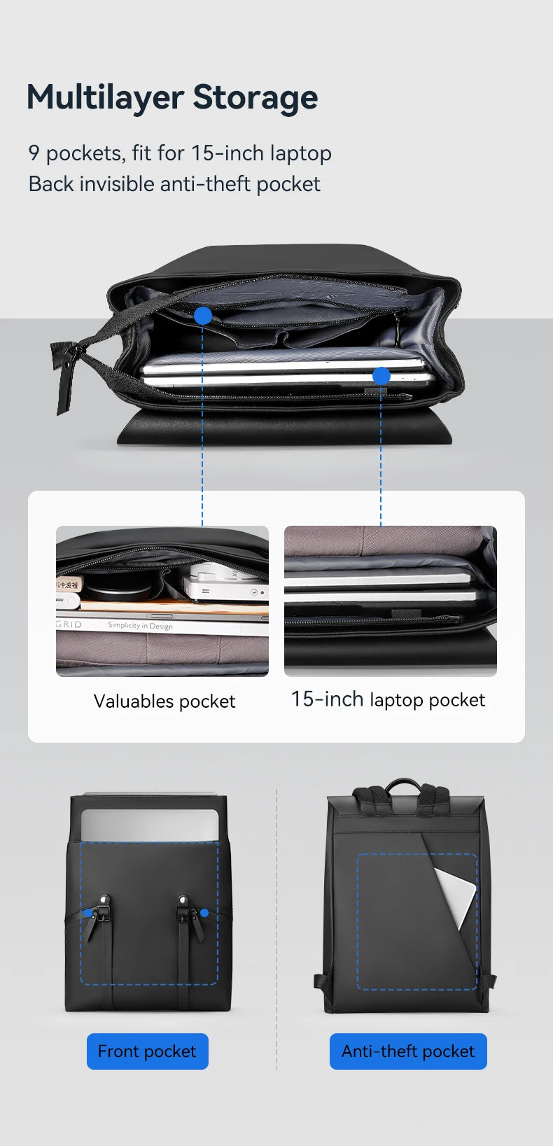 Mark Ryden Casual Backpack 15-inch Laptop Water-Repellent Material Lightweight Travel