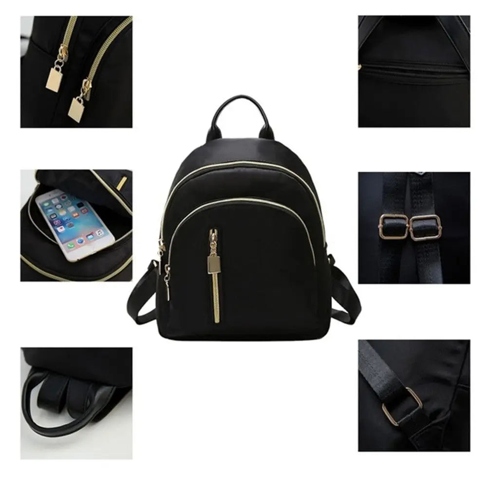 Women's Multi-Function Fashion Girl Oxford Daypack Travel Cute Mini Backpack Men Shoulder Bag Black Purse Hot