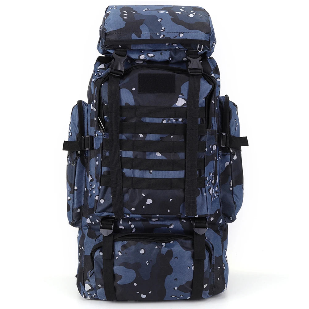 80L Tactical Bag Large Capacity Camouflage Mountaineering Backpack Waterproof Climbing Rucksack Oxford Cloth Sports Knapsack