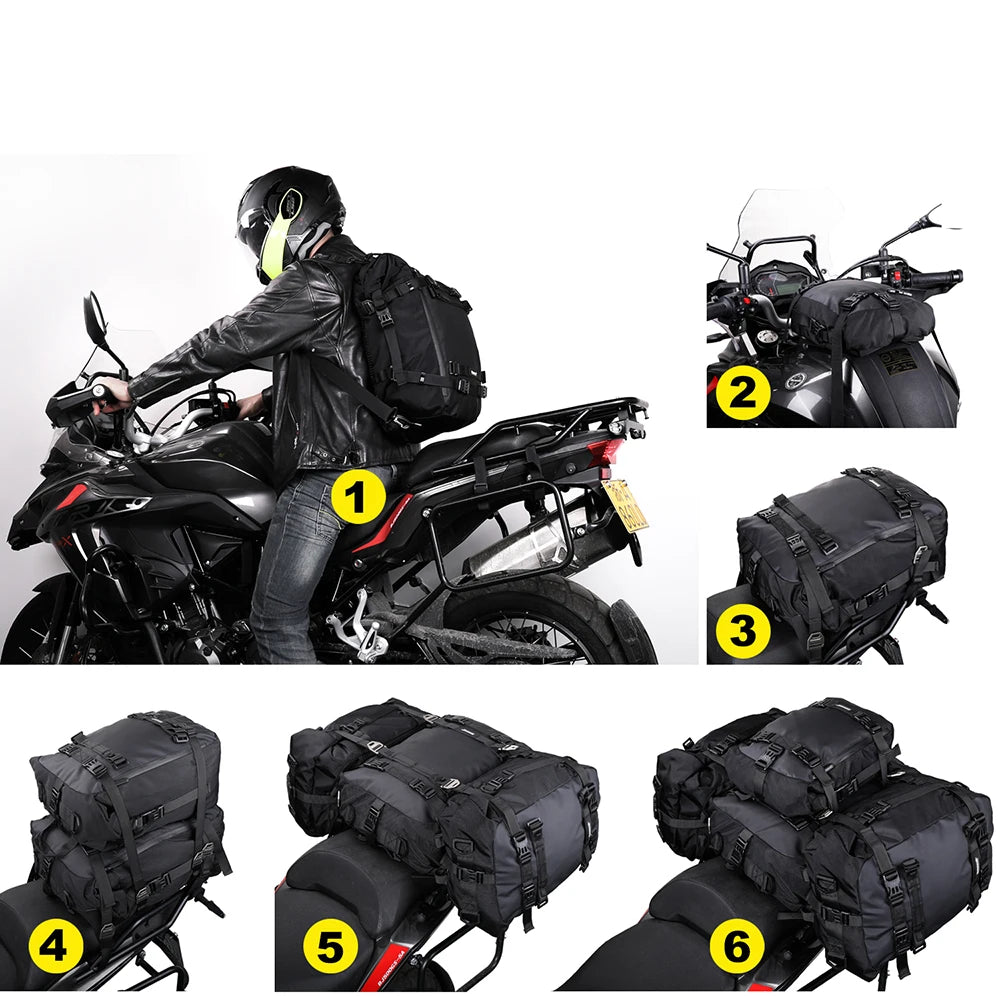 Rhinowalk Motorcycle Rear Seat Bag 10L Or 20L Or 30L Waterproof Saddle Side Bag Luggage Pack MultiFunction Shoulder Bag Backpack