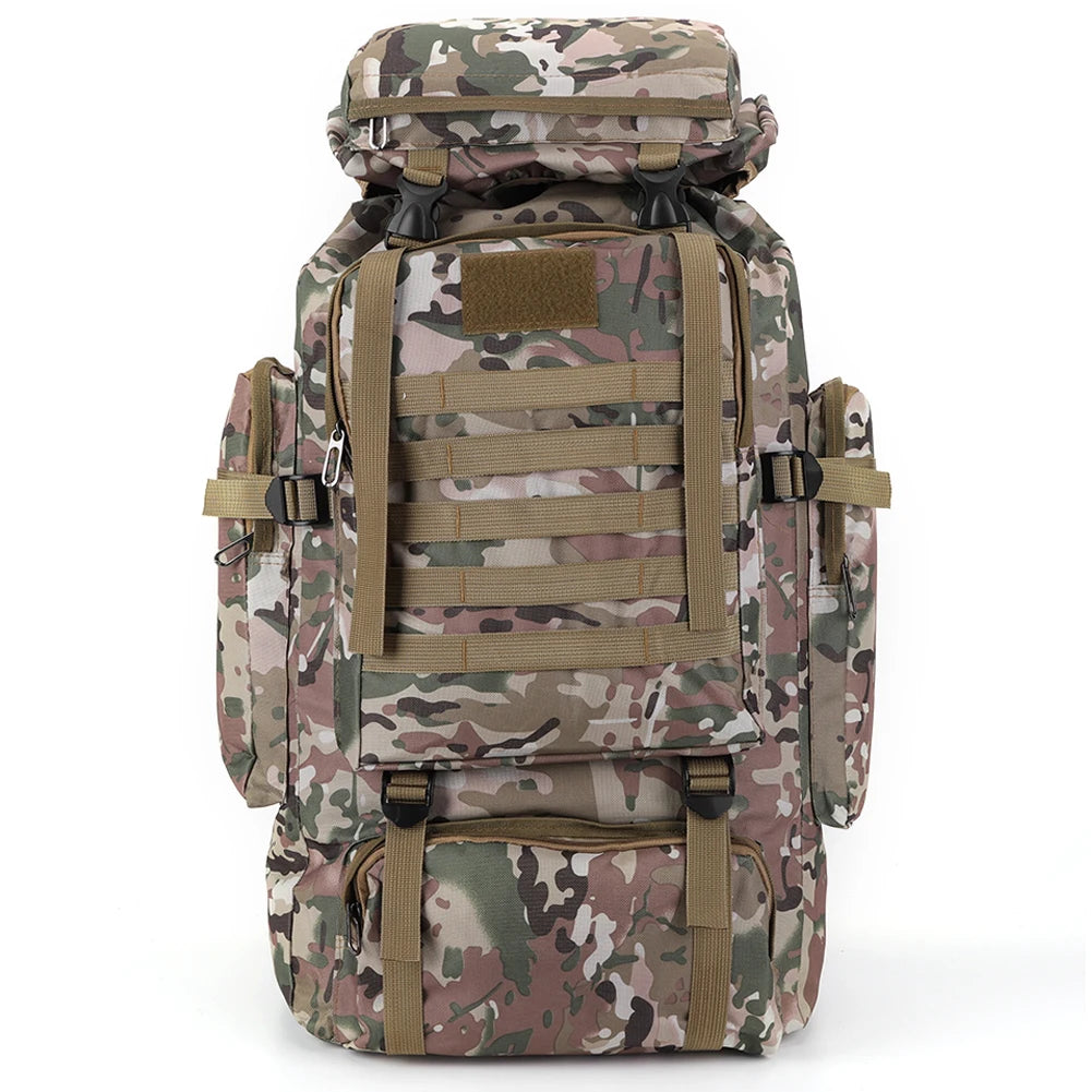 80L Tactical Bag Large Capacity Camouflage Mountaineering Backpack Waterproof Climbing Rucksack Oxford Cloth Sports Knapsack