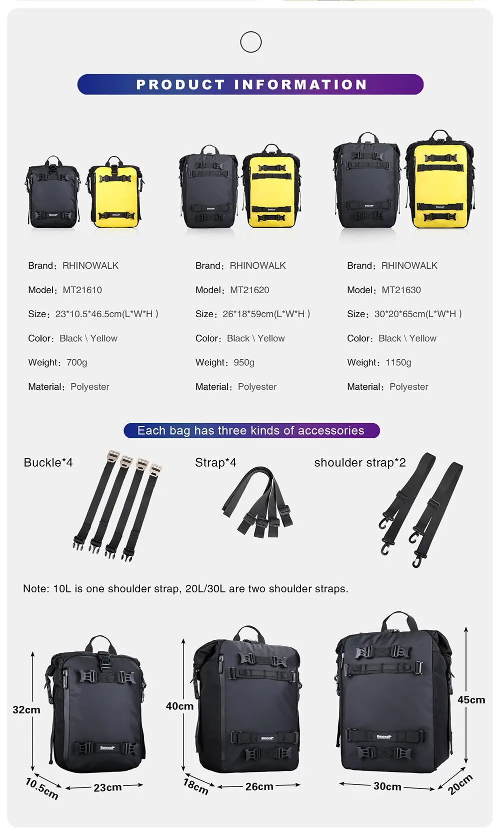 Rhinowalk Motorcycle Rear Seat Bag 10L Or 20L Or 30L Waterproof Saddle Side Bag Luggage Pack MultiFunction Shoulder Bag Backpack