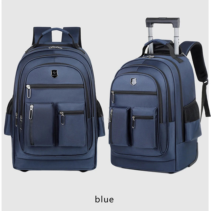 Rolling Backpack for Adults Travel Laptop Backpack with Wheels Carry on Luggage for Business Trip College Commute