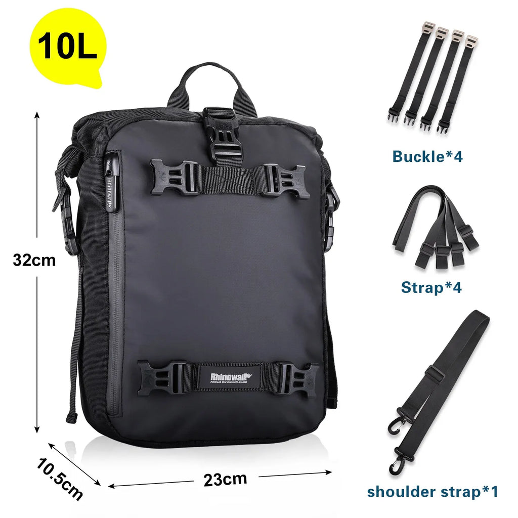 Rhinowalk Motorcycle Rear Seat Bag 10L Or 20L Or 30L Waterproof Saddle Side Bag Luggage Pack MultiFunction Shoulder Bag Backpack