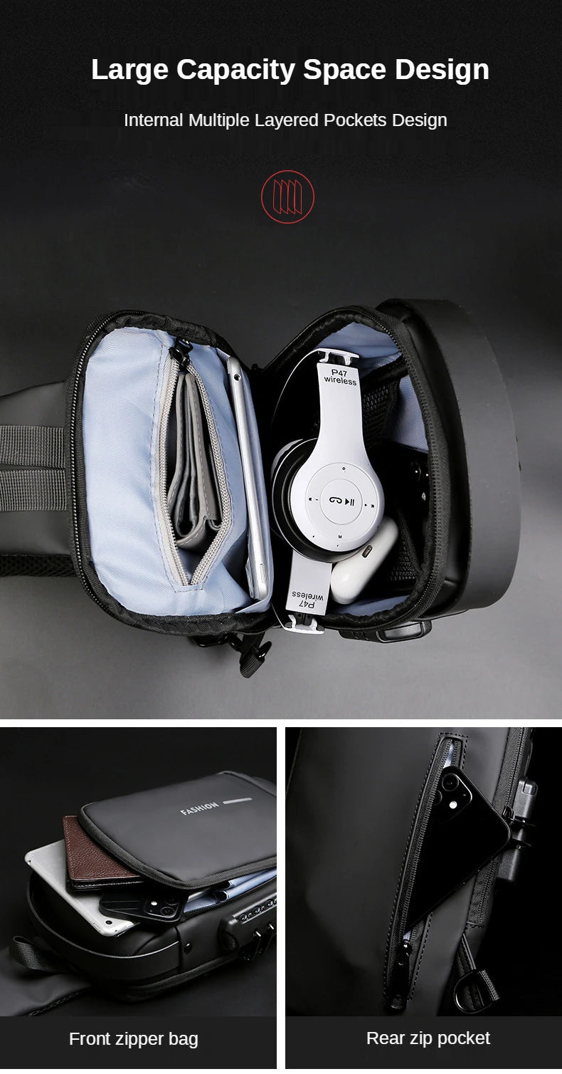 Ny Crossbody/Sling axelväska PU-läder stöldskyddande multifunktionell