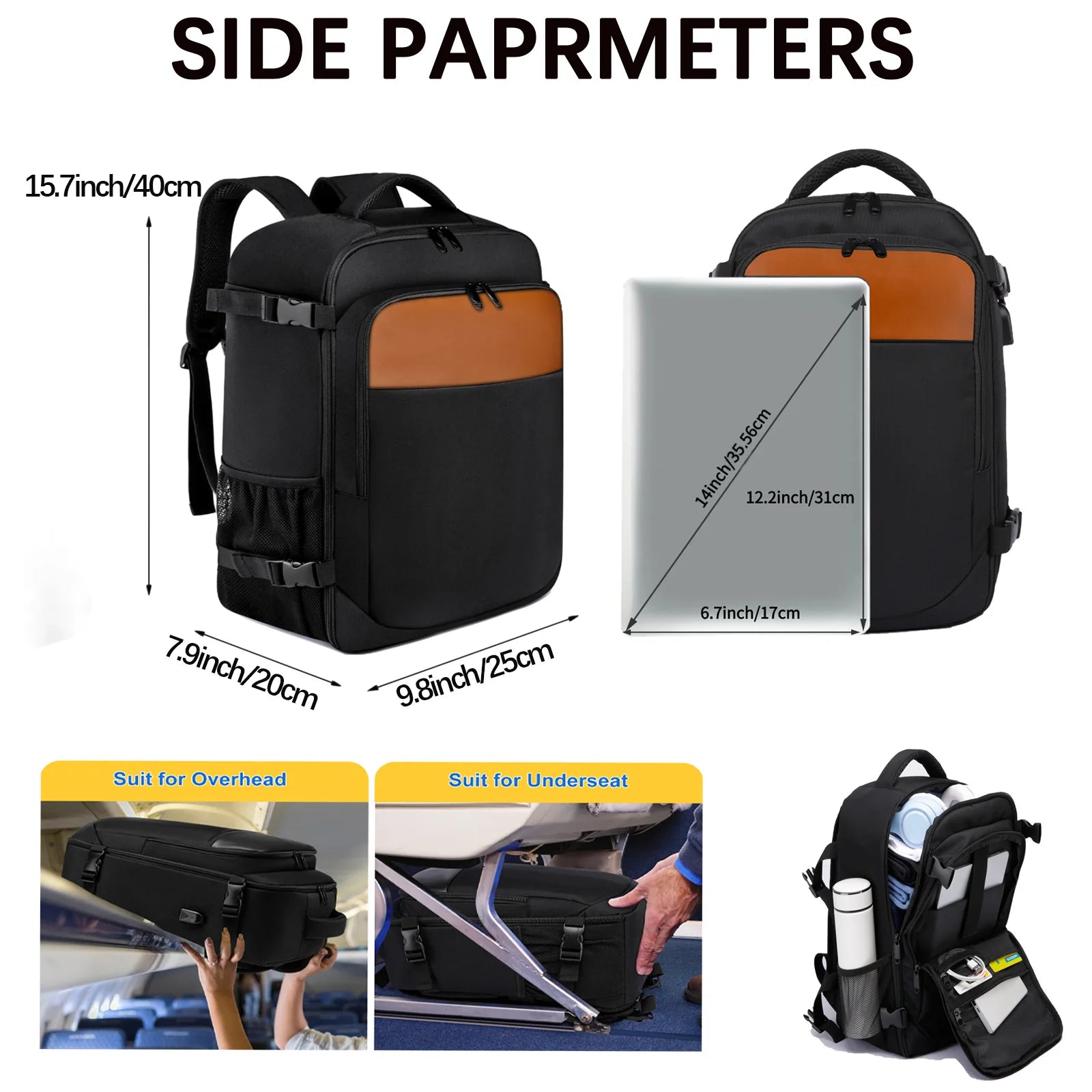 Geestock ryanair 40x25x20 Aircraft Backpack Multifunctional Travel Backpack CarryOn Cabin Luggage Waterproof 14" Laptop Backpack