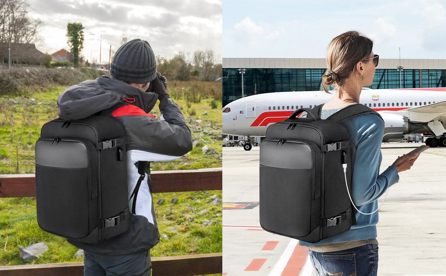 Geestock "Ryanair" 40x25x20 Flygplansryggsäck Multifunktionell Reseryggsäck  Kabinbagage Vattentät 14" Laptopryggsäck