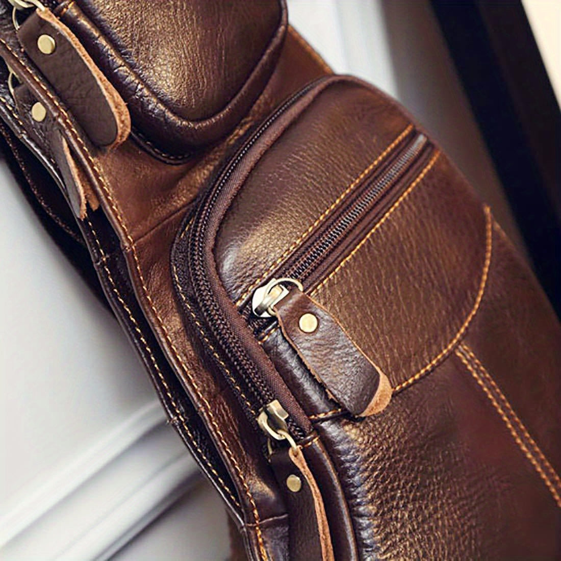 Vintage äkta läder axelväska väskor för män kvinnor ryggsäck axelväska crossbody utomhus resor vandring camping taktisk bröstväska dagsryggsäck