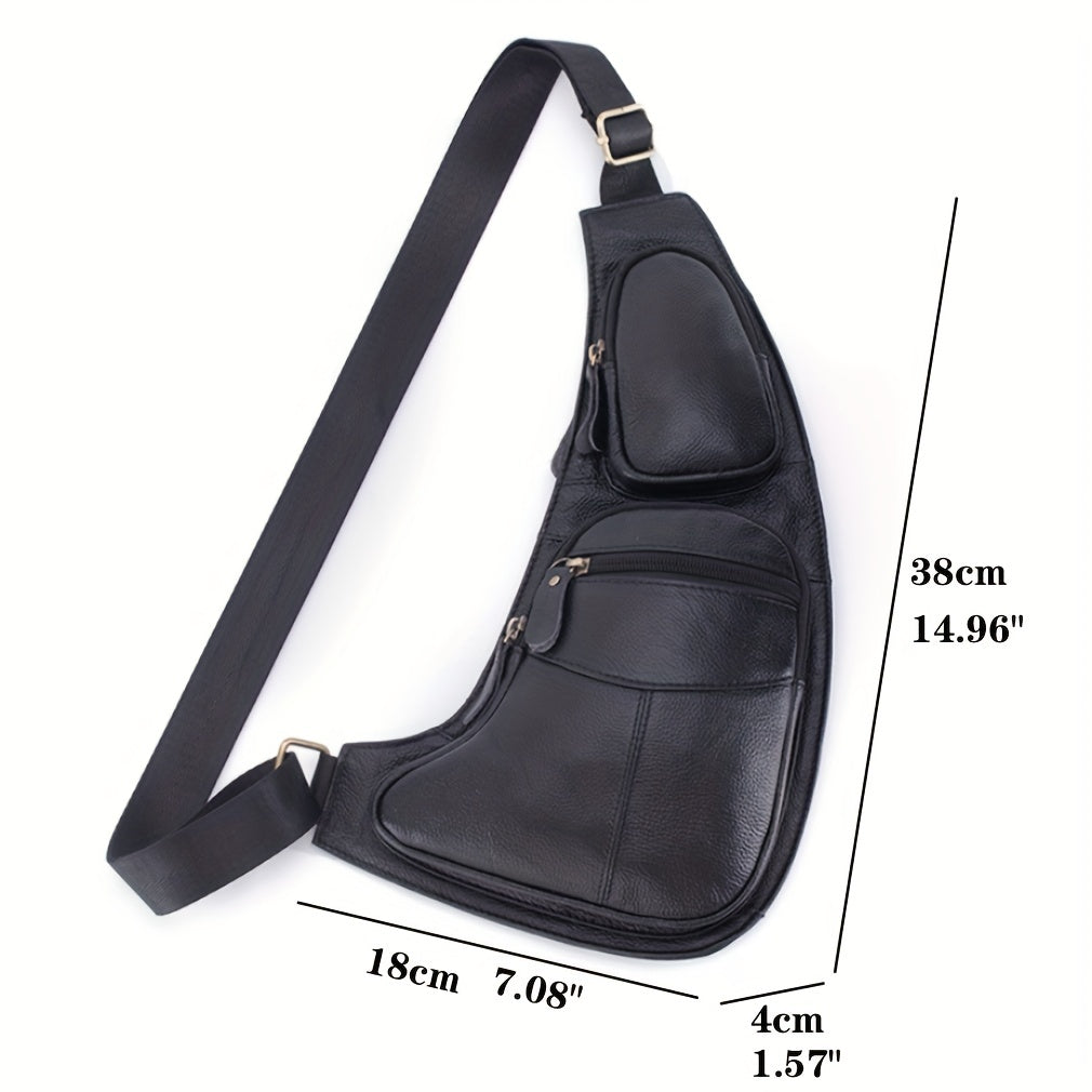 Vintage äkta läder axelväska väskor för män kvinnor ryggsäck axelväska crossbody utomhus resor vandring camping taktisk bröstväska dagsryggsäck