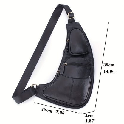 Vintage äkta läder axelväska väskor för män kvinnor ryggsäck axelväska crossbody utomhus resor vandring camping taktisk bröstväska dagsryggsäck